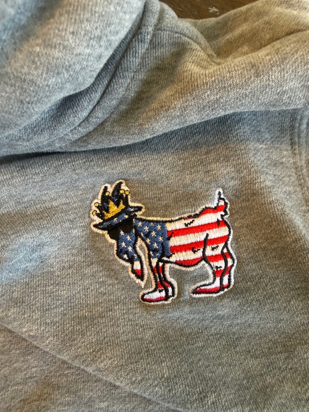 Youth L GOAT Gray Hooded Sweatshirt with Flag Patch - Picture 3 of 4